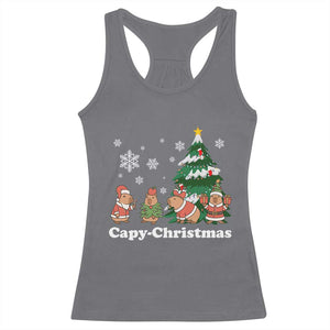 Christmas Capybara Racerback Tank Top Funny Capy Xmas Gift Idea TS12 Charcoal Print Your Wear