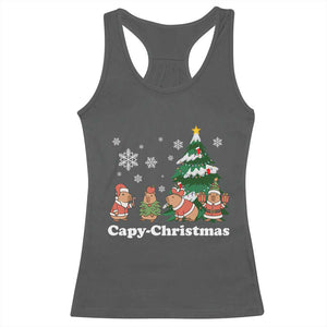 Christmas Capybara Racerback Tank Top Funny Capy Xmas Gift Idea TS12 Dark Heather Print Your Wear