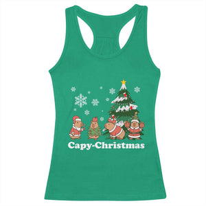 Christmas Capybara Racerback Tank Top Funny Capy Xmas Gift Idea TS12 Irish Green Print Your Wear