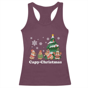 Christmas Capybara Racerback Tank Top Funny Capy Xmas Gift Idea TS12 Maroon Print Your Wear