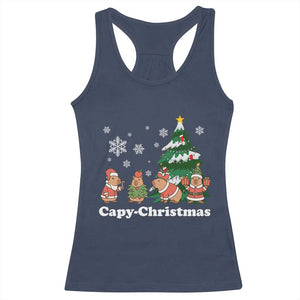 Christmas Capybara Racerback Tank Top Funny Capy Xmas Gift Idea TS12 Navy Print Your Wear