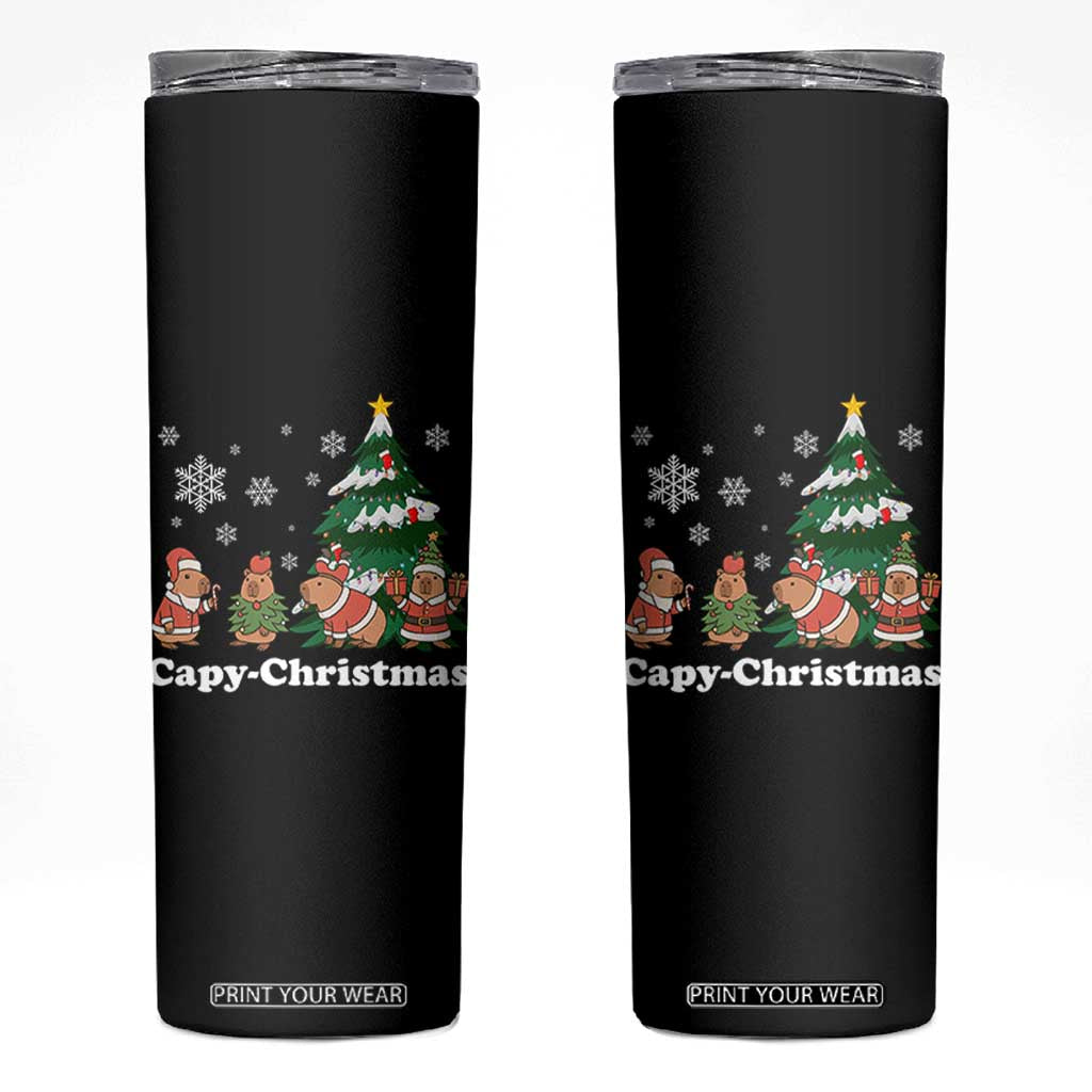 Christmas Capybara Skinny Tumbler Funny Capy Xmas Gift Idea TS12 Black Print Your Wear