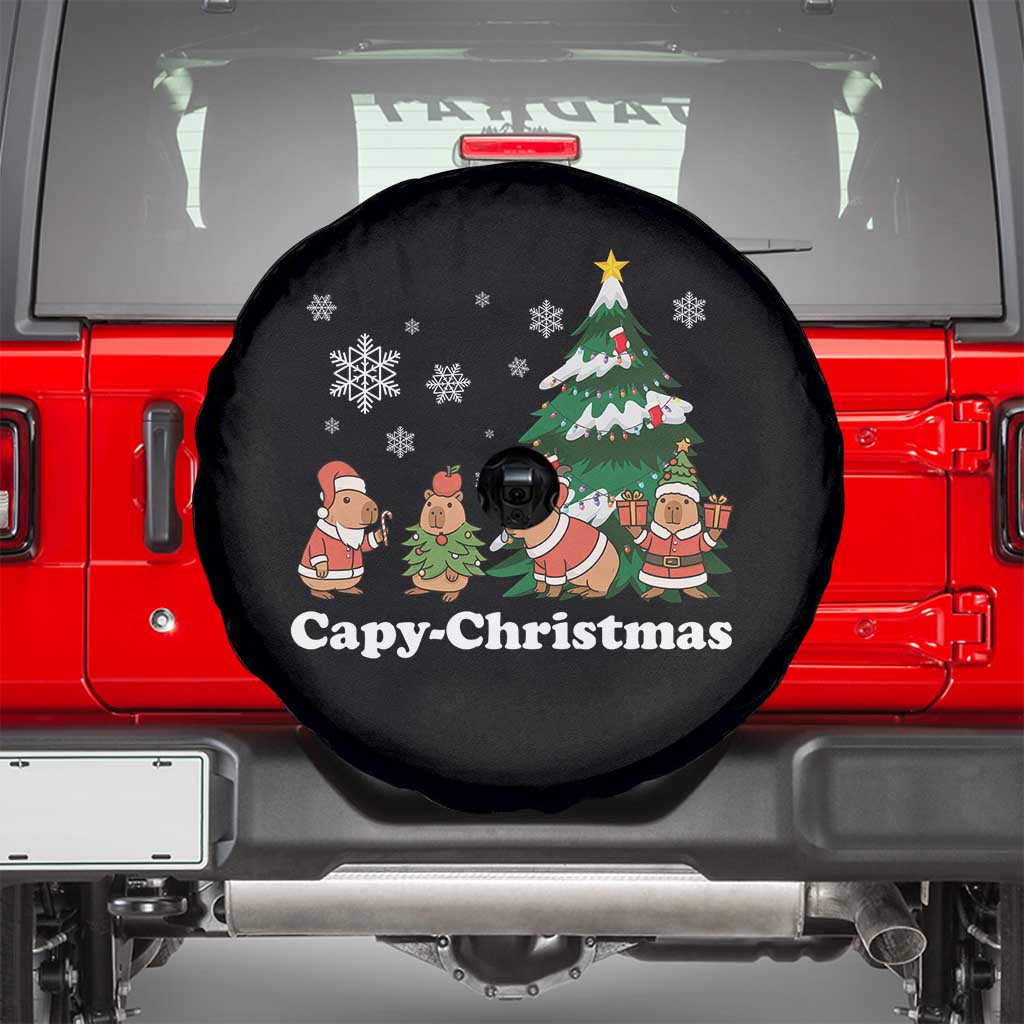 Christmas Capybara Spare Tire Cover Funny Capy Xmas Gift Idea TS12 Black Print Your Wear