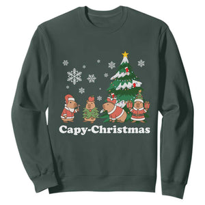 Christmas Capybara Sweatshirt Funny Capy Xmas Gift Idea TS12 Dark Forest Green Print Your Wear