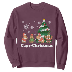 Christmas Capybara Sweatshirt Funny Capy Xmas Gift Idea TS12 Maroon Print Your Wear