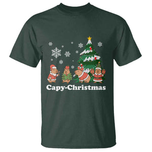 Christmas Capybara T Shirt Funny Capy Xmas Gift Idea TS12 Dark Forest Green Print Your Wear