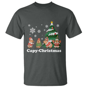 Christmas Capybara T Shirt Funny Capy Xmas Gift Idea TS12 Dark Heather Print Your Wear