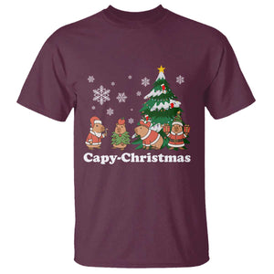 Christmas Capybara T Shirt Funny Capy Xmas Gift Idea TS12 Maroon Print Your Wear