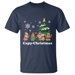 Christmas Capybara T Shirt Funny Capy Xmas Gift Idea TS12 Navy Print Your Wear