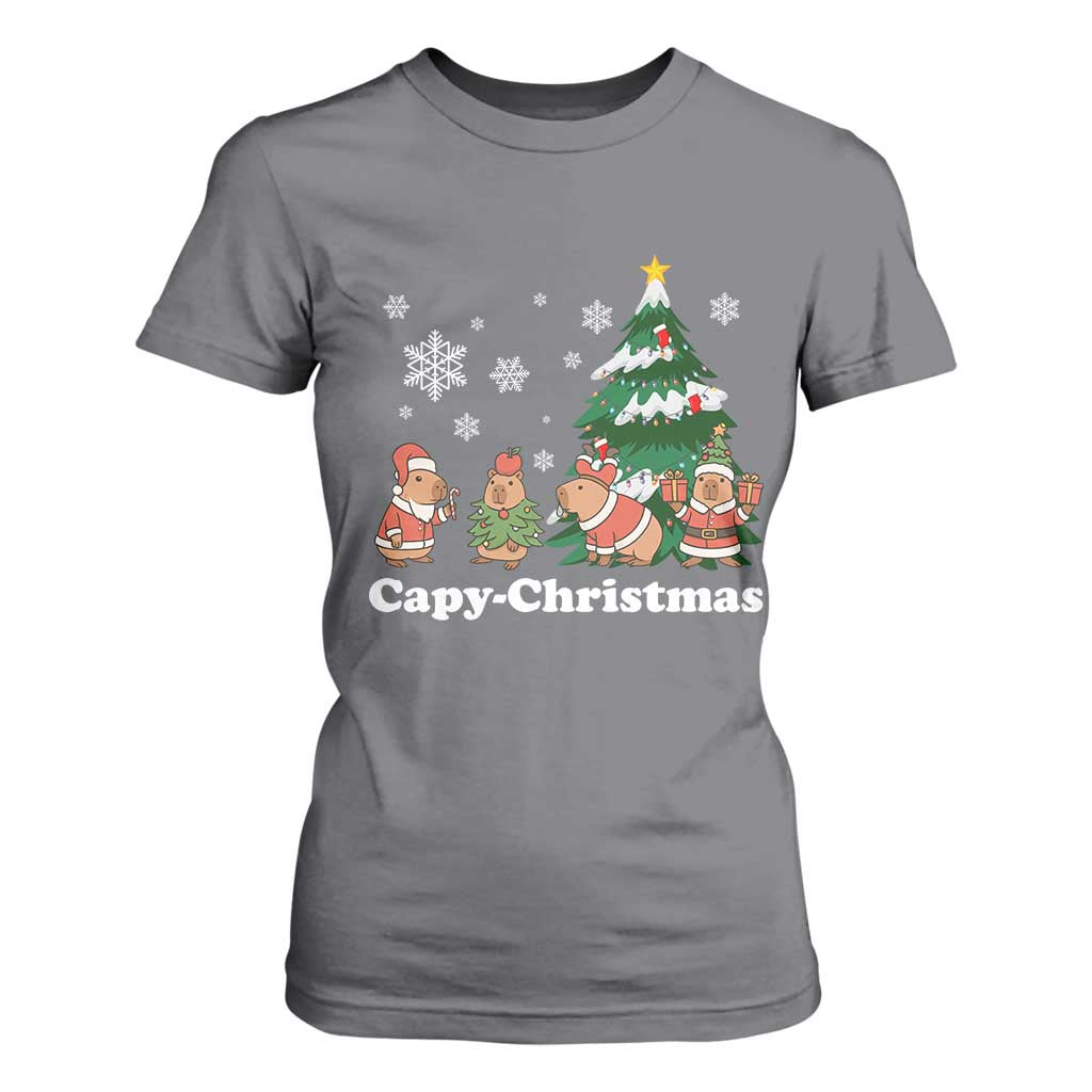 Christmas Capybara T Shirt For Women Funny Capy Xmas Gift Idea TS12 Charcoal Print Your Wear