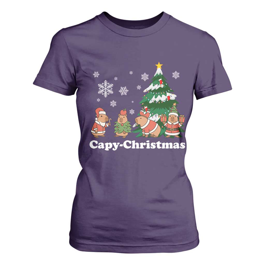 Christmas Capybara T Shirt For Women Funny Capy Xmas Gift Idea TS12 Purple Print Your Wear