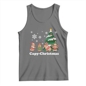 Christmas Capybara Tank Top Funny Capy Xmas Gift Idea TS12 Black Heather Print Your Wear