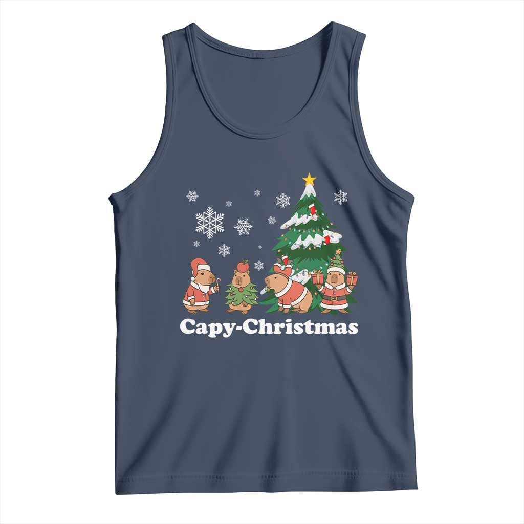 Christmas Capybara Tank Top Funny Capy Xmas Gift Idea TS12 Navy Print Your Wear