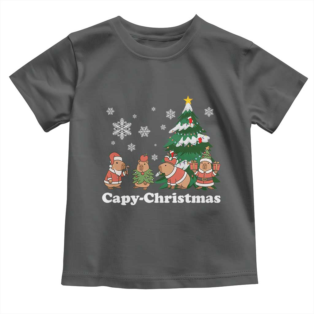 Christmas Capybara Toddler T Shirt Funny Capy Xmas Gift Idea TS12 Dark Heather Print Your Wear