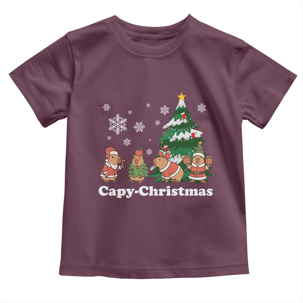 Christmas Capybara Toddler T Shirt Funny Capy Xmas Gift Idea TS12 Maroon Print Your Wear
