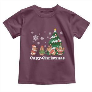 Christmas Capybara Toddler T Shirt Funny Capy Xmas Gift Idea TS12 Maroon Print Your Wear