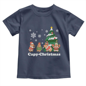 Christmas Capybara Toddler T Shirt Funny Capy Xmas Gift Idea TS12 Navy Print Your Wear