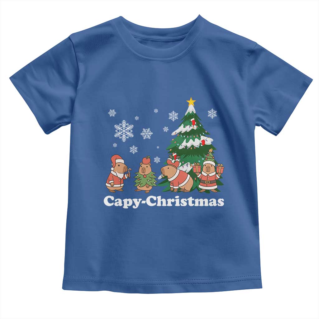 Christmas Capybara Toddler T Shirt Funny Capy Xmas Gift Idea TS12 Royal Blue Print Your Wear