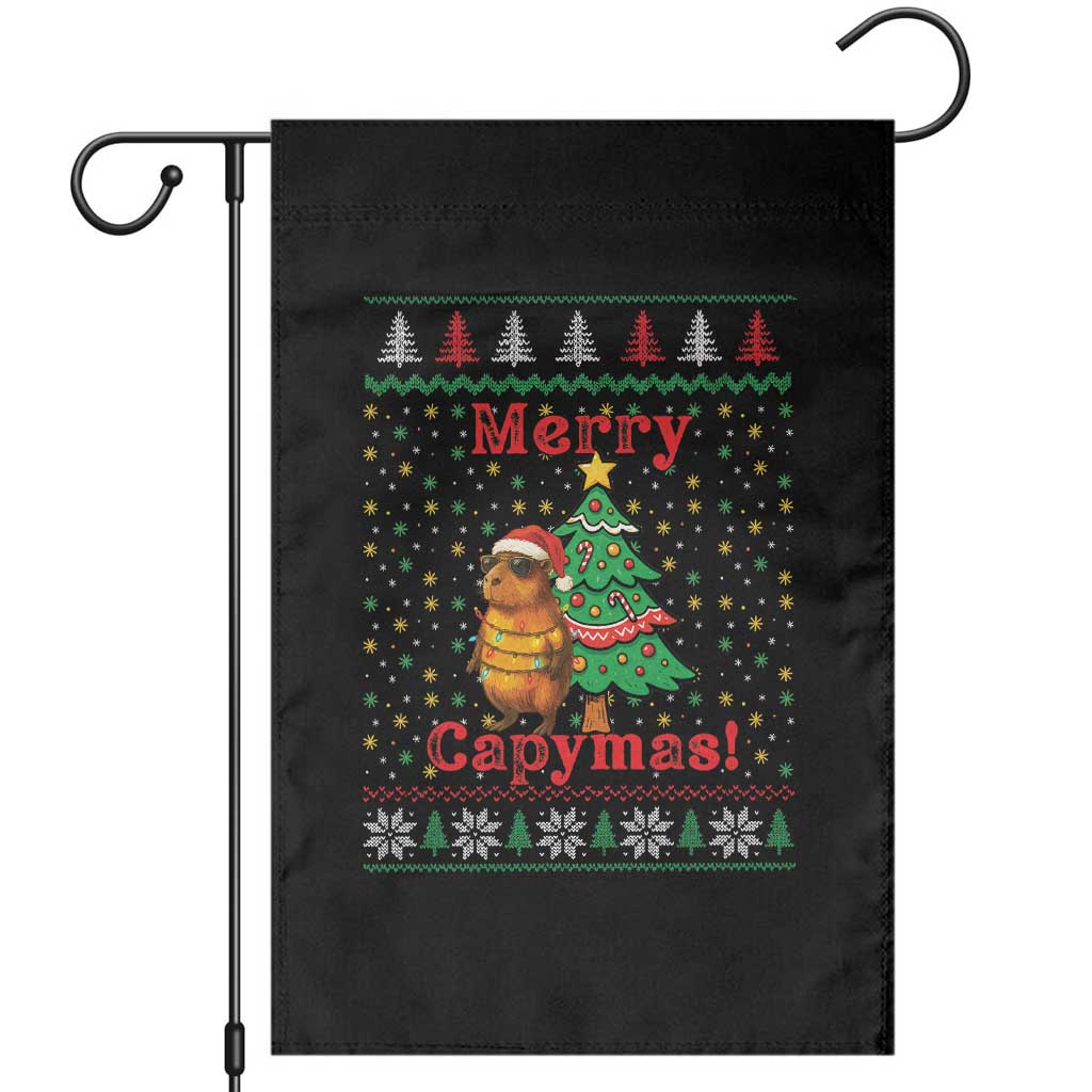 Funny Merry Capymas Garden Flag Capybara Christmas Party TS12 Black Print Your Wear