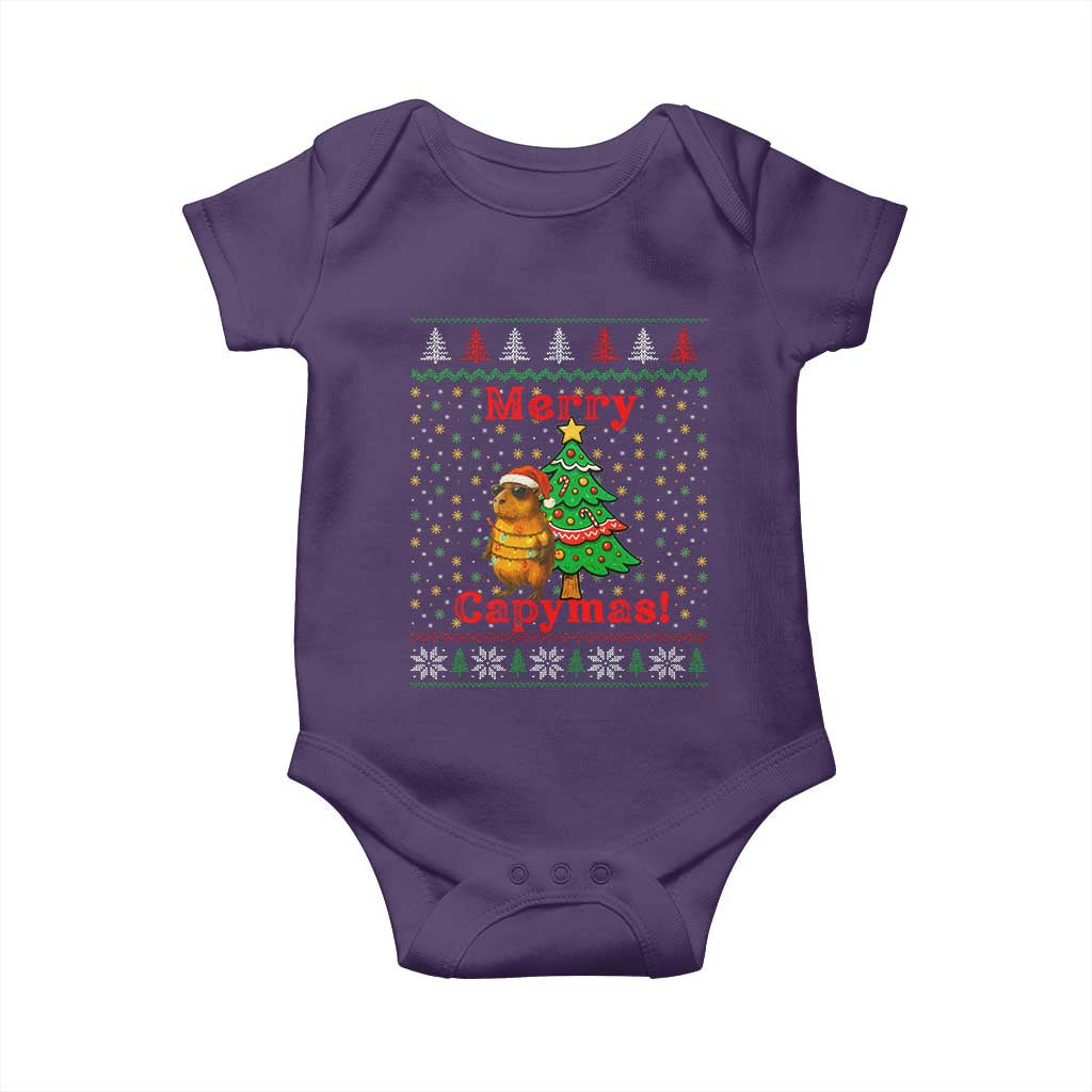 Funny Merry Capymas Baby Onesie Capybara Christmas Party TS12 Purple Print Your Wear