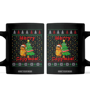 Funny Merry Capymas Coffee Mug Capybara Christmas Party TS12 Black Print Your Wear