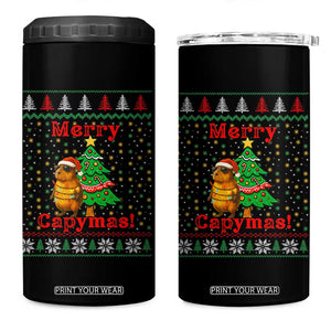 Funny Merry Capymas 4 in 1 Can Cooler Tumbler Capybara Christmas Party TS12 One Size: 16 oz Black Print Your Wear