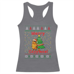 Funny Merry Capymas Racerback Tank Top Capybara Christmas Party TS12 Charcoal Print Your Wear