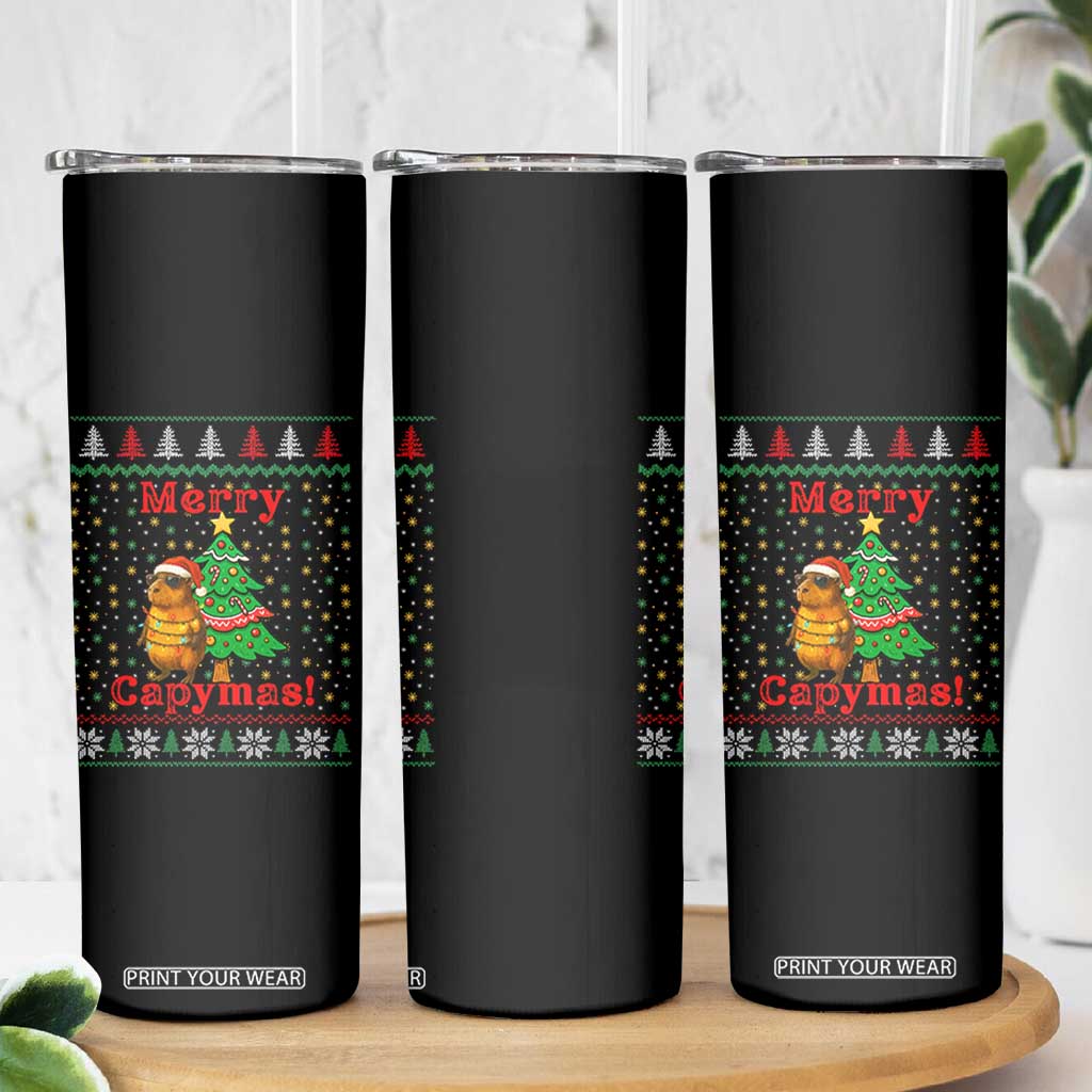 Funny Merry Capymas Skinny Tumbler Capybara Christmas Party TS12 Print Your Wear