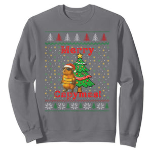 Funny Merry Capymas Sweatshirt Capybara Christmas Party TS12 Charcoal Print Your Wear