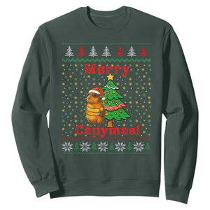 Funny Merry Capymas Sweatshirt Capybara Christmas Party TS12 Dark Forest Green Print Your Wear