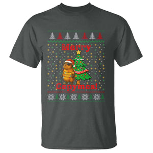 Funny Merry Capymas T Shirt Capybara Christmas Party TS12 Dark Heather Print Your Wear