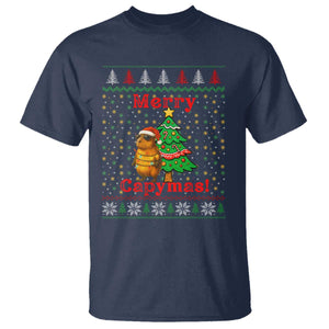 Funny Merry Capymas T Shirt Capybara Christmas Party TS12 Navy Print Your Wear