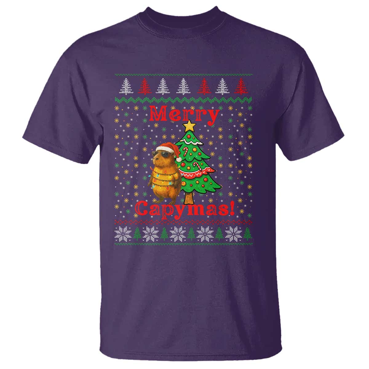 Funny Merry Capymas T Shirt Capybara Christmas Party TS12 Purple Print Your Wear