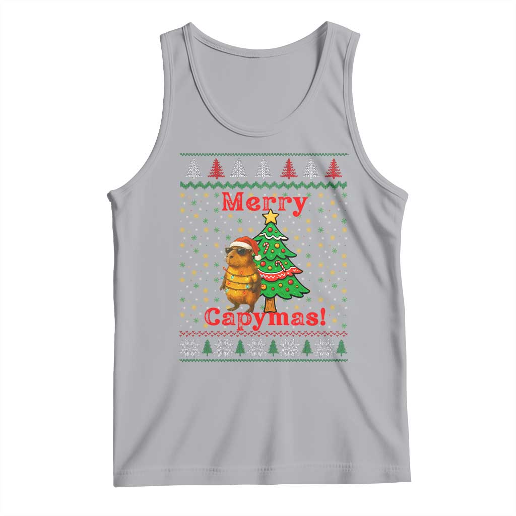 Funny Merry Capymas Tank Top Capybara Christmas Party TS12 Athletic Heather Print Your Wear