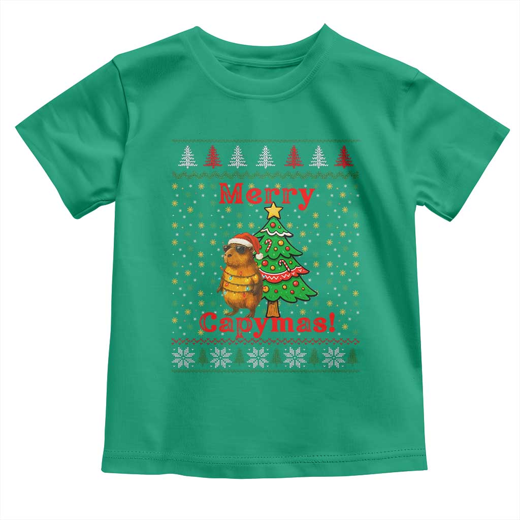 Funny Merry Capymas Toddler T Shirt Capybara Christmas Party TS12 Irish Green Print Your Wear