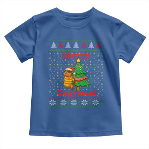 Funny Merry Capymas Toddler T Shirt Capybara Christmas Party TS12 Royal Blue Print Your Wear
