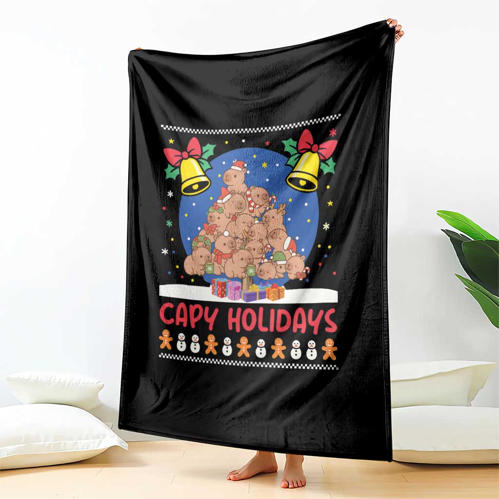 Capybara Christmas Tree Throw Blanket Funny Capy Holidays Gift TS12 Print Your Wear