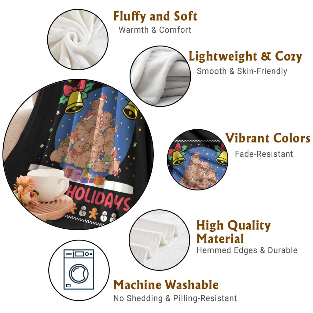 Capybara Christmas Tree Throw Blanket Funny Capy Holidays Gift TS12 Print Your Wear