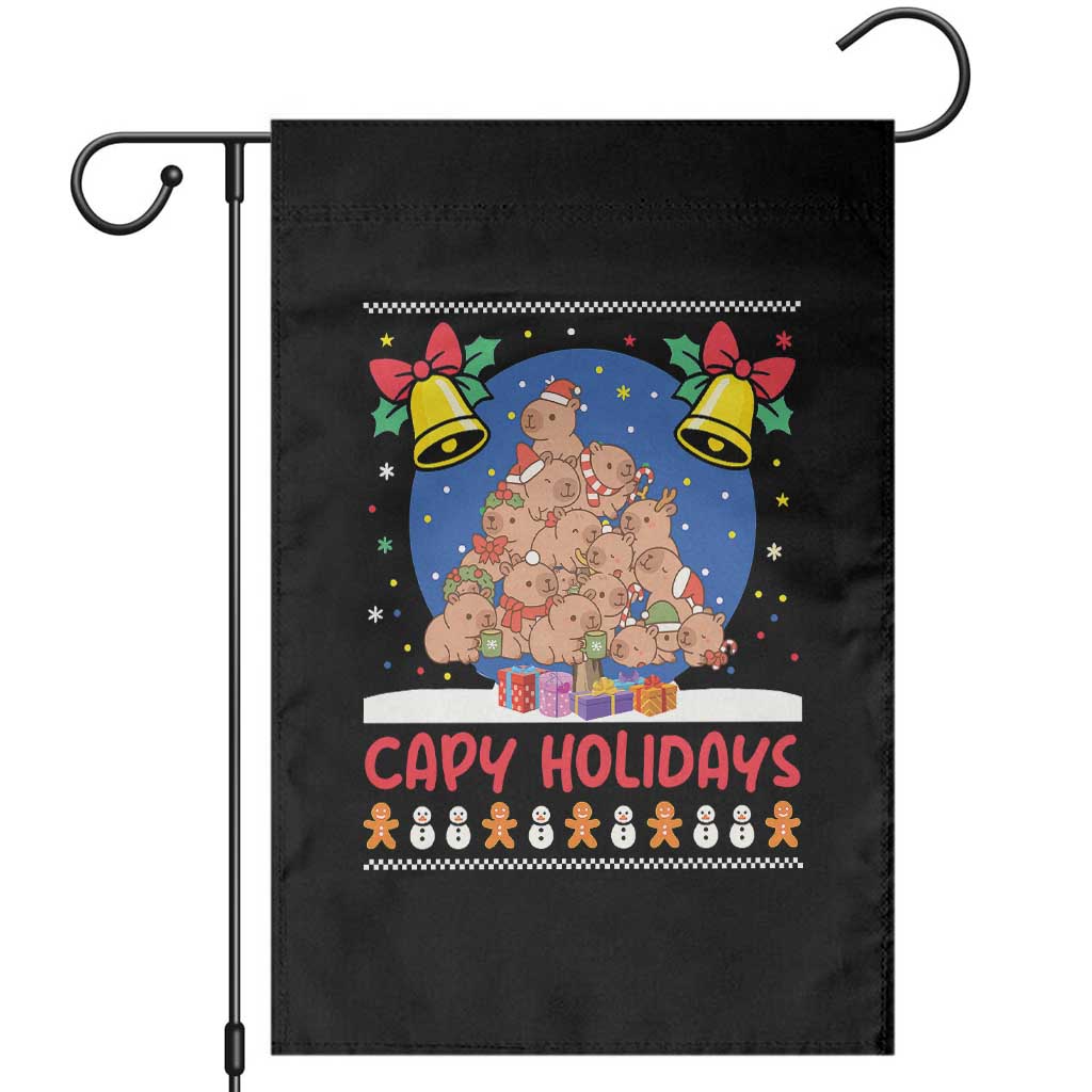 Capybara Christmas Tree Garden Flag Funny Capy Holidays Gift TS12 Black Print Your Wear