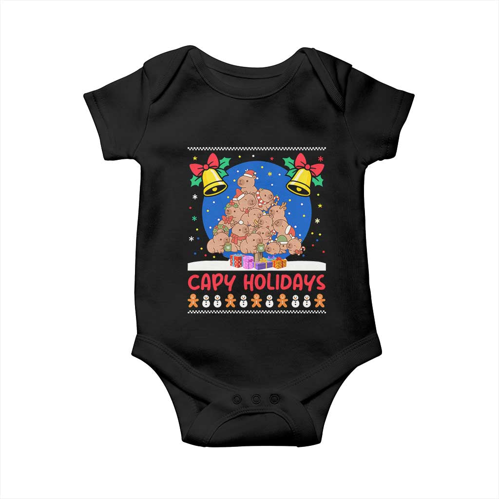 Capybara Christmas Tree Baby Onesie Funny Capy Holidays Gift TS12 Black Print Your Wear