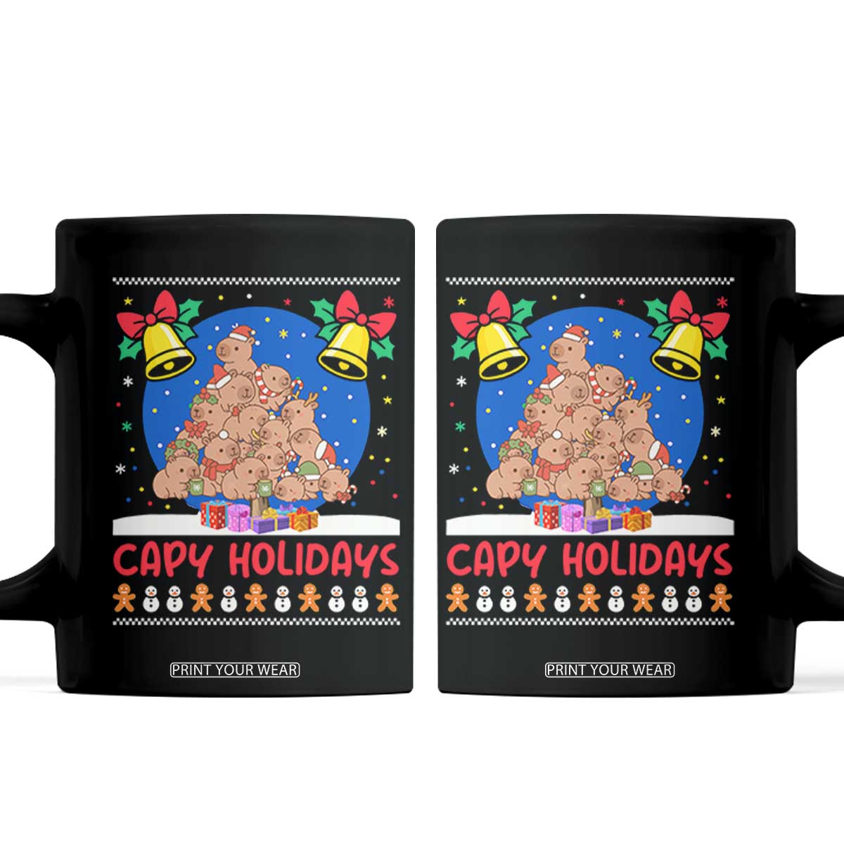 Capybara Christmas Tree Coffee Mug Funny Capy Holidays Gift TS12 Black Print Your Wear