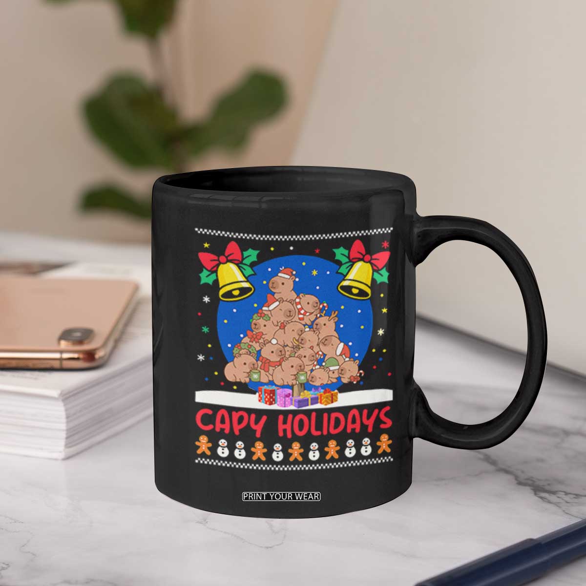 Capybara Christmas Tree Coffee Mug Funny Capy Holidays Gift TS12 Print Your Wear