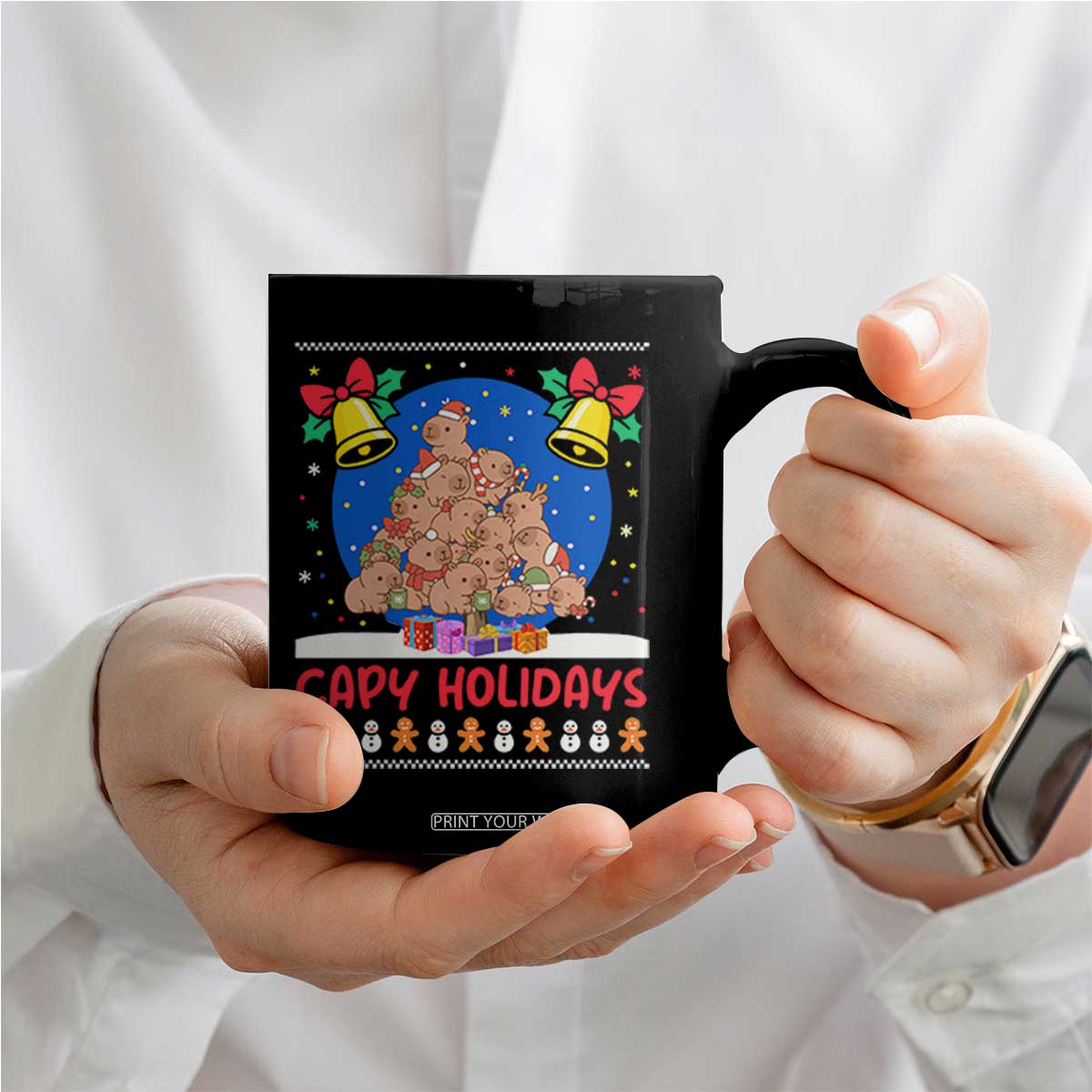 Capybara Christmas Tree Coffee Mug Funny Capy Holidays Gift TS12 Print Your Wear