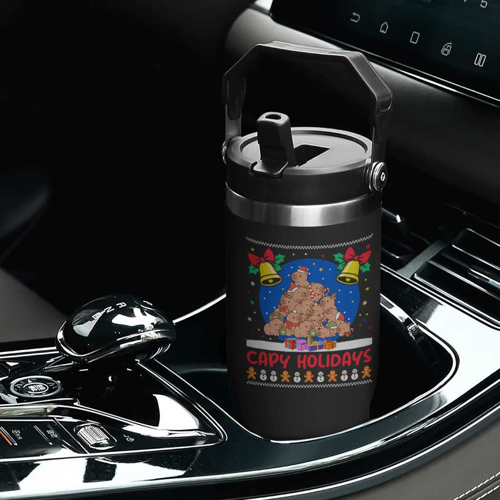 Capybara Christmas Tree Flip Straw Tumbler Funny Capy Holidays Gift TS12 Print Your Wear