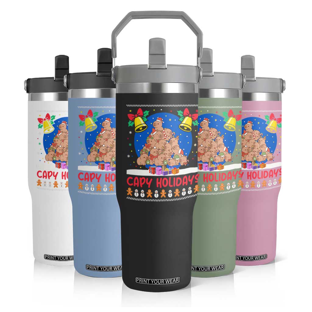 Capybara Christmas Tree Flip Straw Tumbler Funny Capy Holidays Gift TS12 Print Your Wear