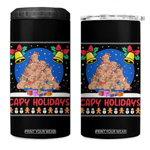 Capybara Christmas Tree 4 in 1 Can Cooler Tumbler Funny Capy Holidays Gift TS12 One Size: 16 oz Black Print Your Wear