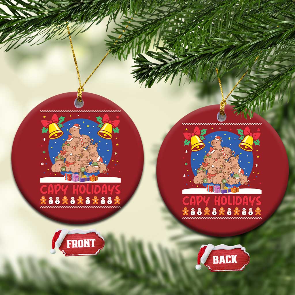 Capybara Xmas Tree Christmas Ornament Funny Capy Holidays Gift TS12 Circle Red Print Your Wear