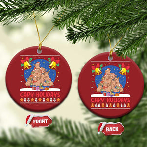 Capybara Xmas Tree Christmas Ornament Funny Capy Holidays Gift TS12 Circle Red Print Your Wear