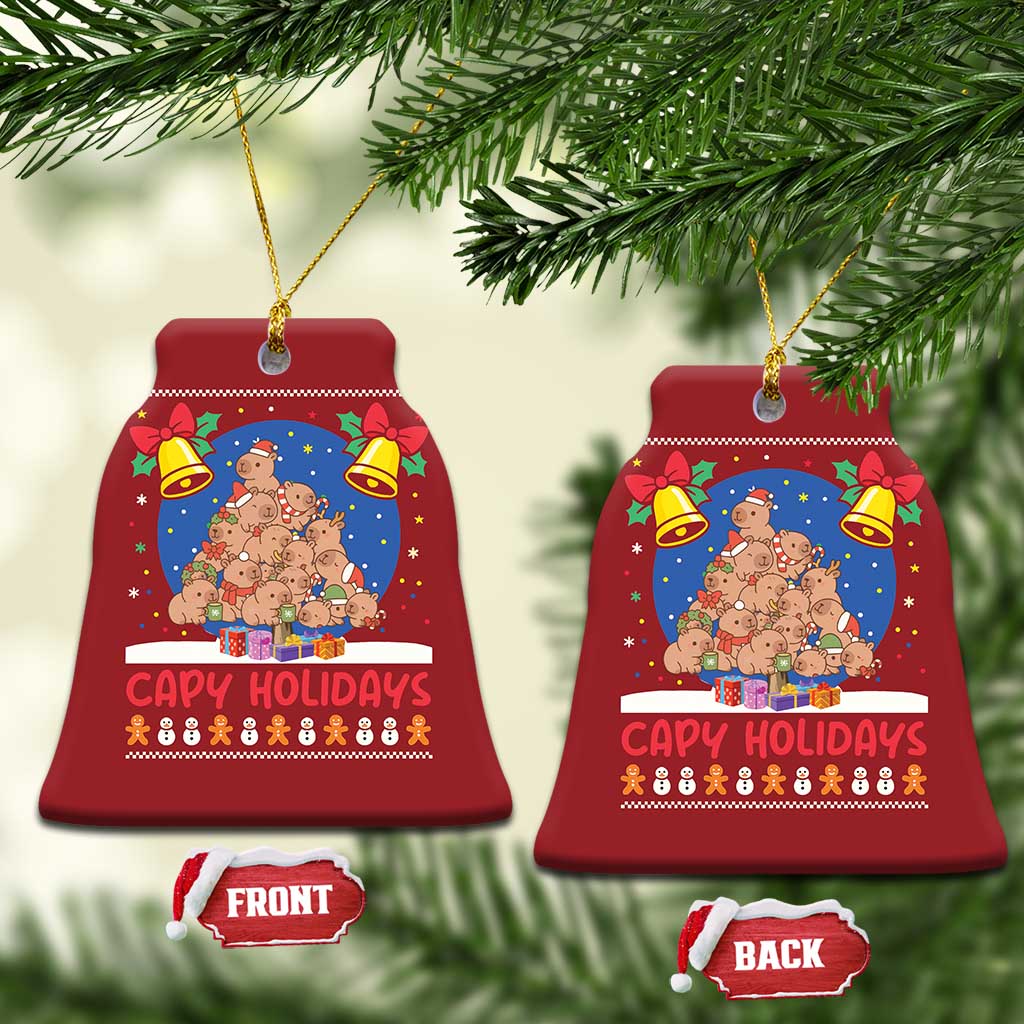 Capybara Xmas Tree Christmas Ornament Funny Capy Holidays Gift TS12 Bell Flake Red Print Your Wear