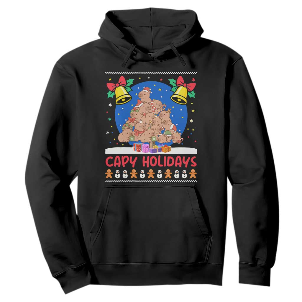 Capybara Christmas Tree Hoodie Funny Capy Holidays Gift TS12 Black Print Your Wear
